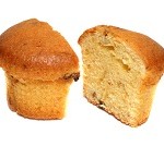 Sweet muffin cut in two pieces